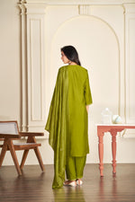 Thumbnail for BulBul Tapasya Silk Green Kurta Set with Dupatta