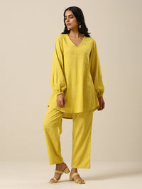 Thumbnail for trueBrowns Lime Slub Textured Short Co-Ord Set - Distacart