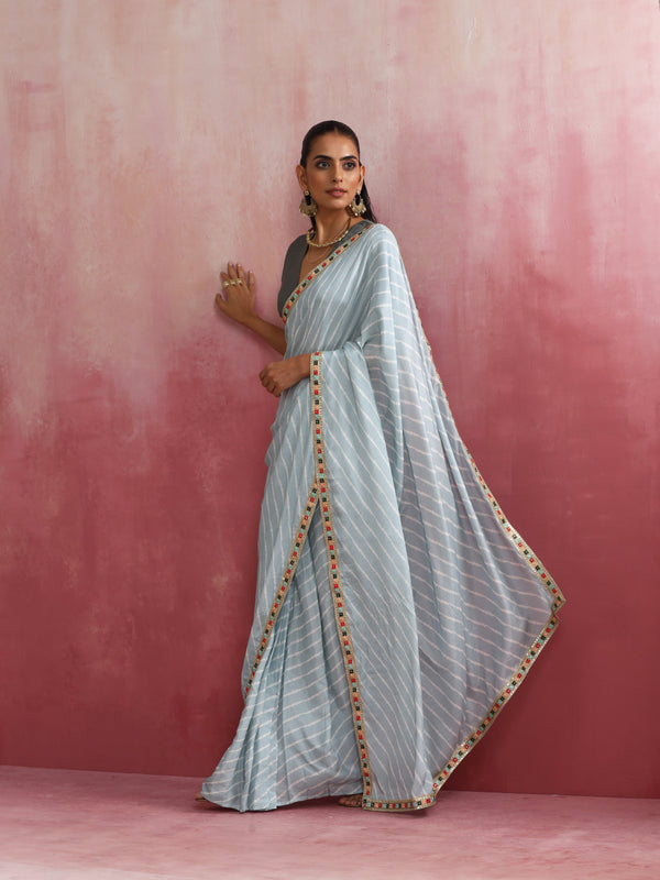 trueBrowns Grey Muslin Silk Saree - Distacart