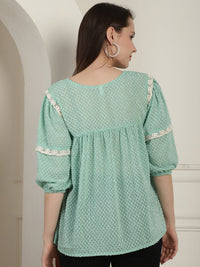 Thumbnail for Green Peplum Women's Top - Rasiya