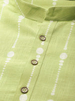 Thumbnail for Fabmade Lime Green And White Printed Straight Kurta Pyjama - Distacart