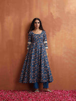 Thumbnail for trueBrowns Blue Print Flared Anarakali Kurta Set - Distacart