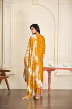 Thumbnail for BulBul Shreya Silk Mustard Kurta Set with Dupatta
