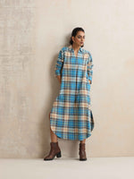Thumbnail for trueBrowns Beige Check Pleated Winter Dress - Distacart