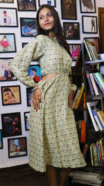 Thumbnail for Noroke Sustainable fabric | Mushroom Ikat Cut-out Midi Dress - Printed - Distacart