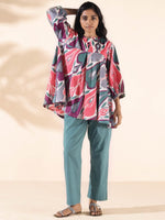 Thumbnail for trueBrowns Green Cotton Ikat Flared Co-ord Set - Distacart