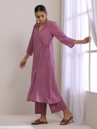 Thumbnail for trueBrowns Onion Pink Dobby Angrakha Pant Set - Distacart
