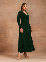 Thumbnail for trueBrowns Green Velvet Dress - Distacart