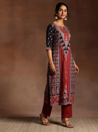 Thumbnail for Libas Black Printed Crepe Straight Suit With Dupatta