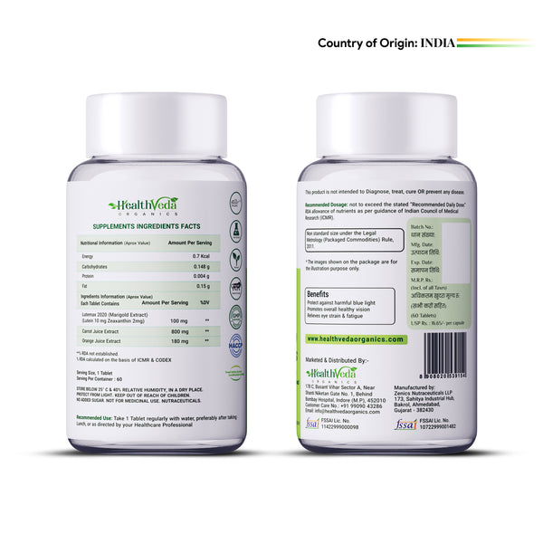 Health Veda Organics Plant Based Eye Care Supplements Tablets - Distacart