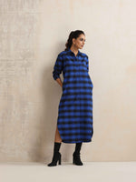 Thumbnail for trueBrowns Blue Check Winter Shirt Dress - Distacart