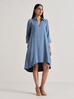 Thumbnail for trueBrowns Light Blue Short Collared Dress - Distacart