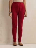 Thumbnail for trueBrowns Maroon Woollen Leggings - Distacart