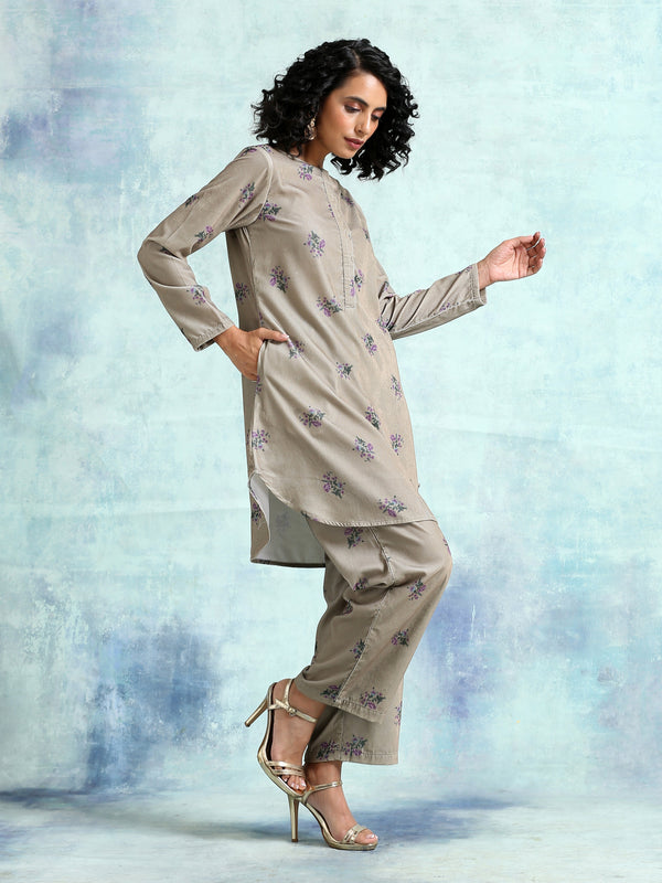 trueBrowns Sage Printed Velvet Co-Ord Set - Distacart