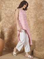 Thumbnail for InWeave Pastel Peach Side Asymmetric Kurta Set - Distacart