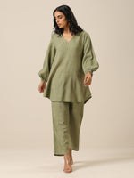 Thumbnail for trueBrowns Sage Slub Textured Short Co-Ord Set - Distacart