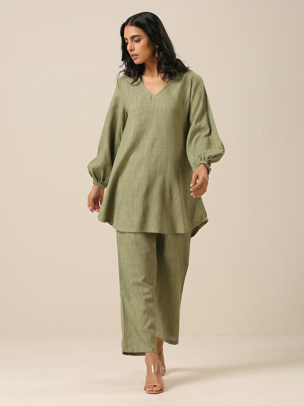 trueBrowns Sage Slub Textured Short Co-Ord Set - Distacart