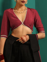 Thumbnail for trueBrowns Maroon Silk Gota Blouse - Distacart