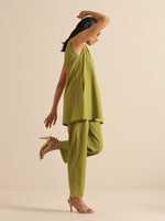 Thumbnail for trueBrowns Green Dobby Sleeveless Co-Ord Set - Distacart