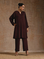 Thumbnail for trueBrowns Cola Brown Modal Satin Relax Co-ord Set - Distacart