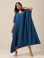 Thumbnail for trueBrowns Classic Blue Panel Kaftan dress - Distacart