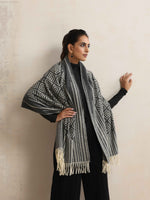 Thumbnail for trueBrowns Charcoal Geometric Woollen Stole - Distacart