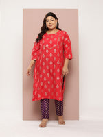 Thumbnail for Sztori Plus Size Ethnic Motifs Printed Kurta Set - Distacart