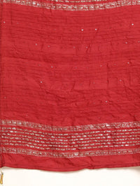 Thumbnail for Anouk Red & White Bandhani Print Mirror Work Cotton Straight Kurta Trousers Dupatta - Distacart