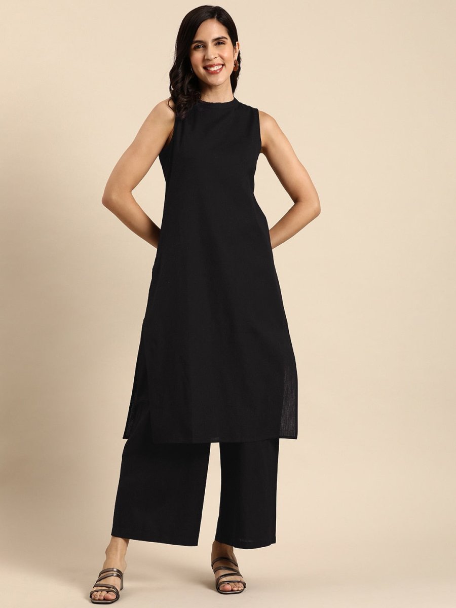 Anouk Women Regular Pure Cotton Kurta with Palazzos - Distacart