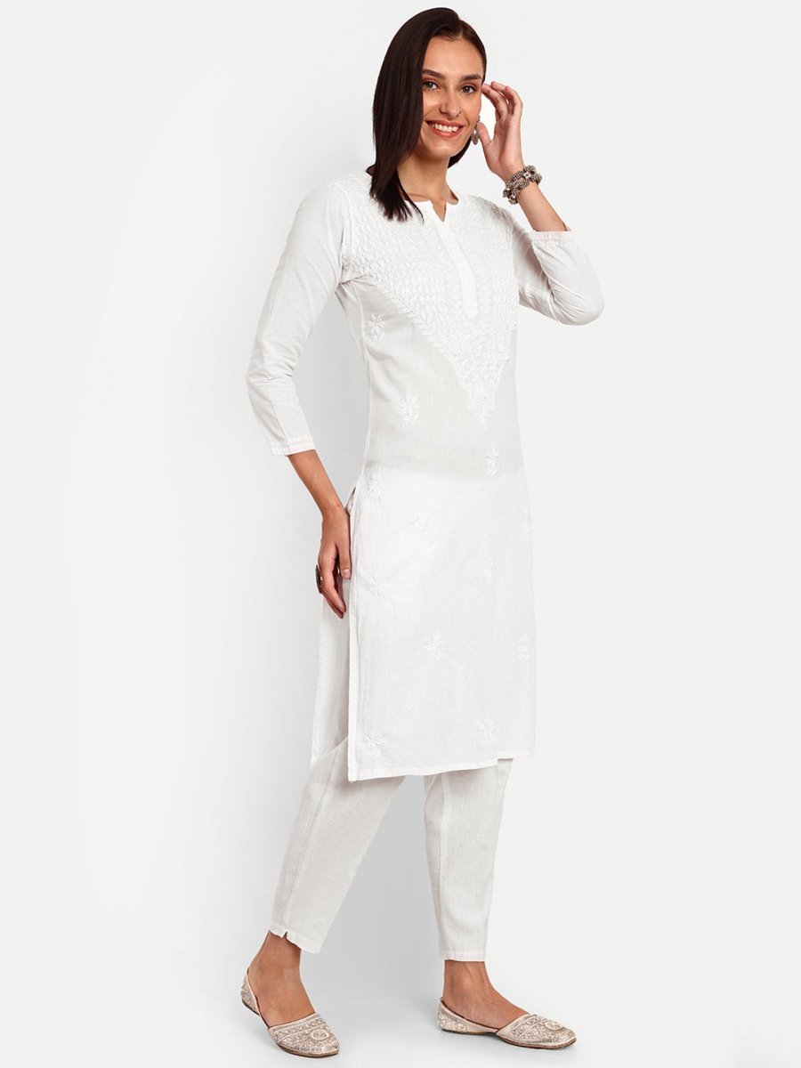 ADA Floral Embroidered Chikankari Kurta - Distacart