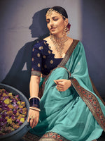 Thumbnail for Mitera Embroidered Saree with Blouse Piece - Distacart