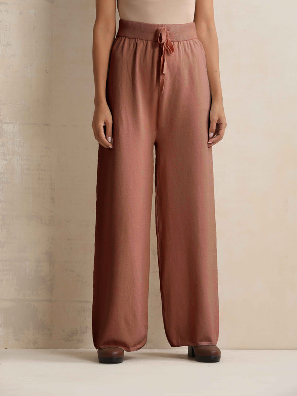 trueBrowns Peach Woollen Flared Pants - Distacart