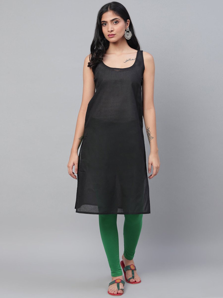 ADA Women Black & Pink Chikankari Hand Embroidered Semi-Sheer Straight Sustainable Kurta With Slip - Distacart