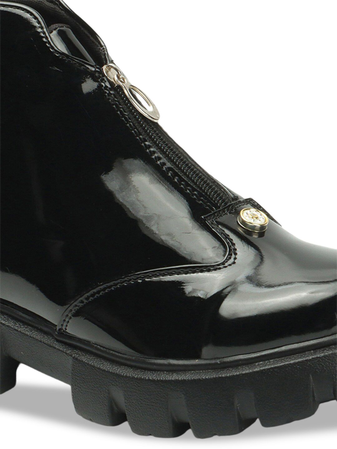 Roadster The Lifestyle Co. Women Black Mid Top Platform Heel Chunky Boots With Zip