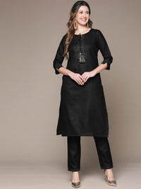 Thumbnail for Anubhutee Women Black Yoke Design Gotta Patti Kurta with Trousers - Distacart