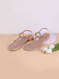 Thumbnail for Metro Embellished T - Strap Block Heels With Backstrap