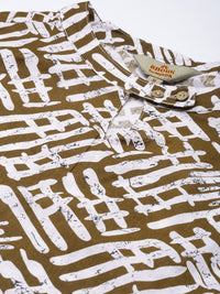 Thumbnail for Anouk Women Brown And White Printed Keyhole-Neckline Pure Cotton Kurta with Palazzo - Distacart