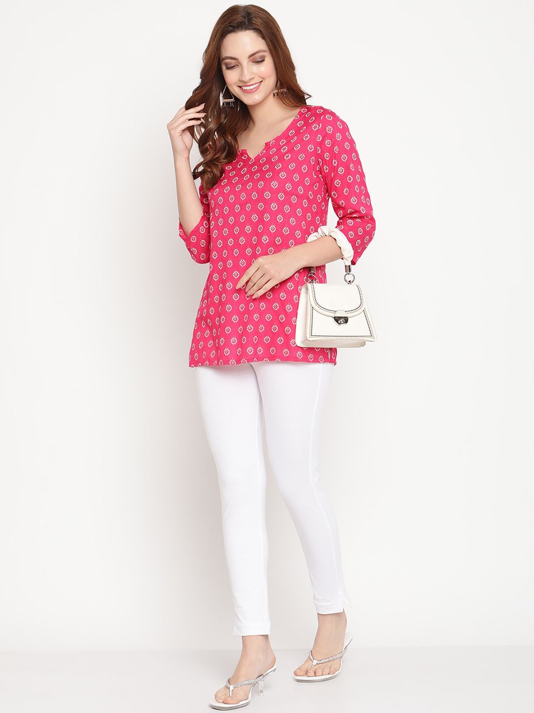 TAG 7 Women White Set of 2 Solid Ankle Length Cotton Leggings - Distacart