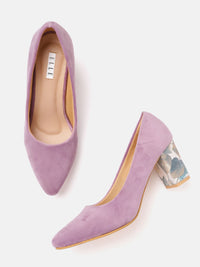 Thumbnail for ELLE Lilac Solid Velvet Finish Pumps