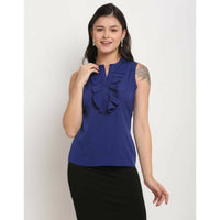 Thumbnail for Aastha Fashion Women's Royal Blue Polyester Solid Casual Top - Distacart