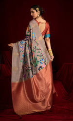 Thumbnail for Joban Fashion Multi Color Soft Silk Weaving Fabric With Digital Jamdani Print With Jacquard Rich Pallu & Blouse With Spring Tassels