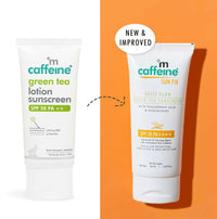 Thumbnail for mCaffeine Sun Fix Daily Glow Green Tea Sunscreen SPF 50 PA++++ with Niacinamide, Lightweight & No White Cast - Distacart