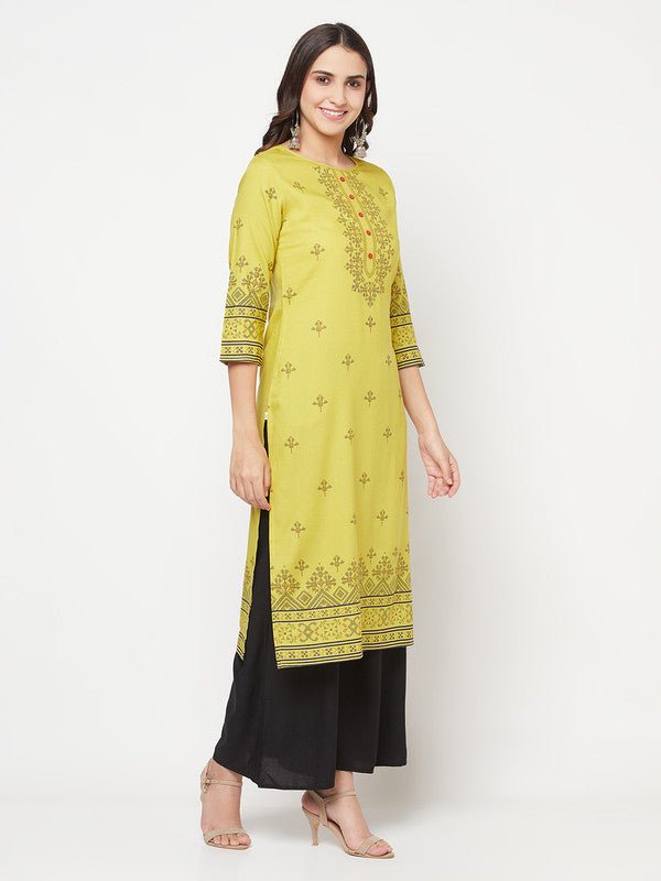 Aniyah Rayon Digital Screen Print Parrot Green Straight Kurta