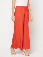 Thumbnail for Aniyah Rayon Flared Slip-On Rust Color Palazzo