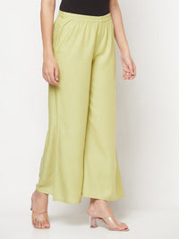 Thumbnail for Aniyah Rayon Flared Slip-On Pista Color Palazzo