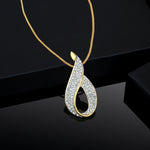 Thumbnail for Estele Gold-Polished White Crystals Enhanced Oval Designer Charm Pendant Necklace with Chain for Women / Girls - Distacart