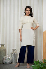 Thumbnail for Juniper Rayon Knee-Length Straight Fit Kurta with Mandarin Collar - Distacart