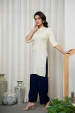 Thumbnail for Juniper Rayon Knee-Length Straight Fit Kurta with Mandarin Collar - Distacart