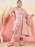 Thumbnail for Sztori Floral Printed Keyhole Neck Straight Kurta With Trouser & Dupatta - Distacart