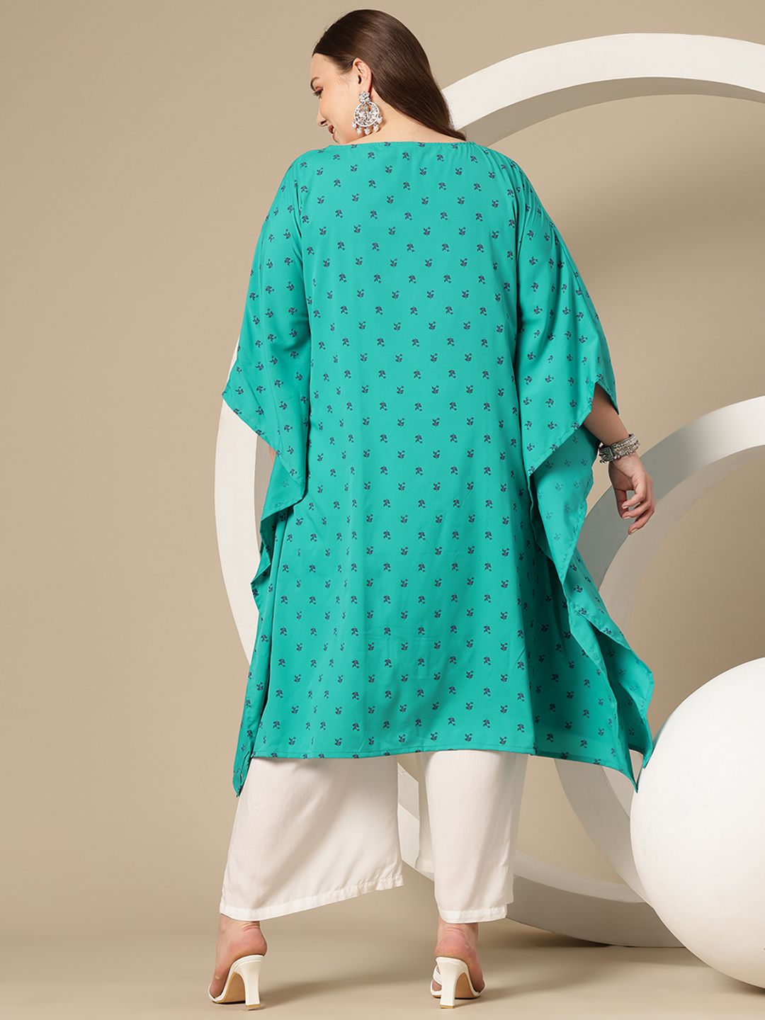 Sztori Plus Size Floral Printed Flared Sleeves Floral Kaftan Kurta - Distacart